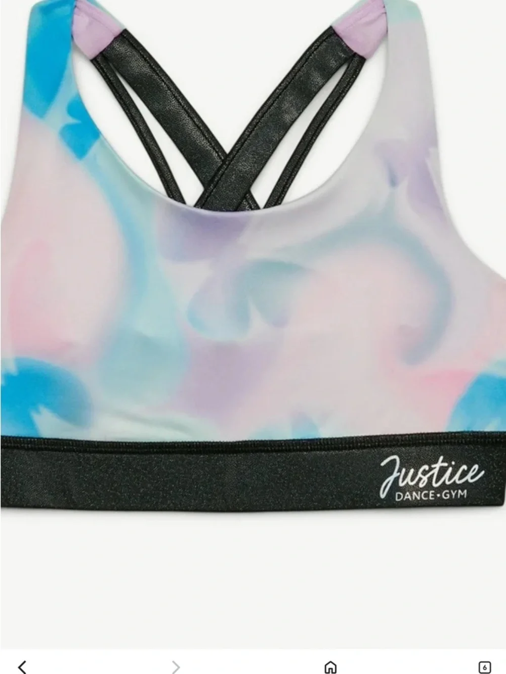 NWT Justice Tie Dye Butterfly Sports bra Large 12/14